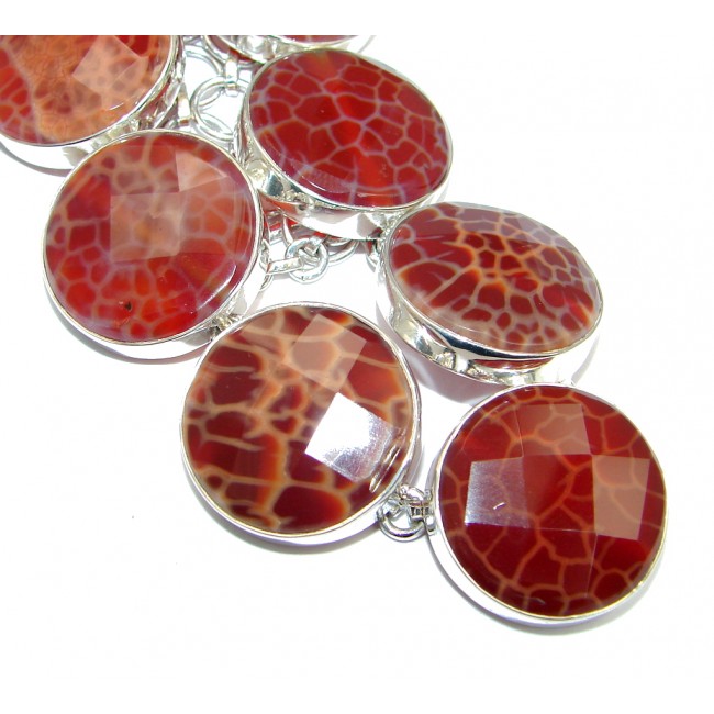 Chunky Aura Of Beauty Mexican Fire Agate Sterling Silver handmade necklace