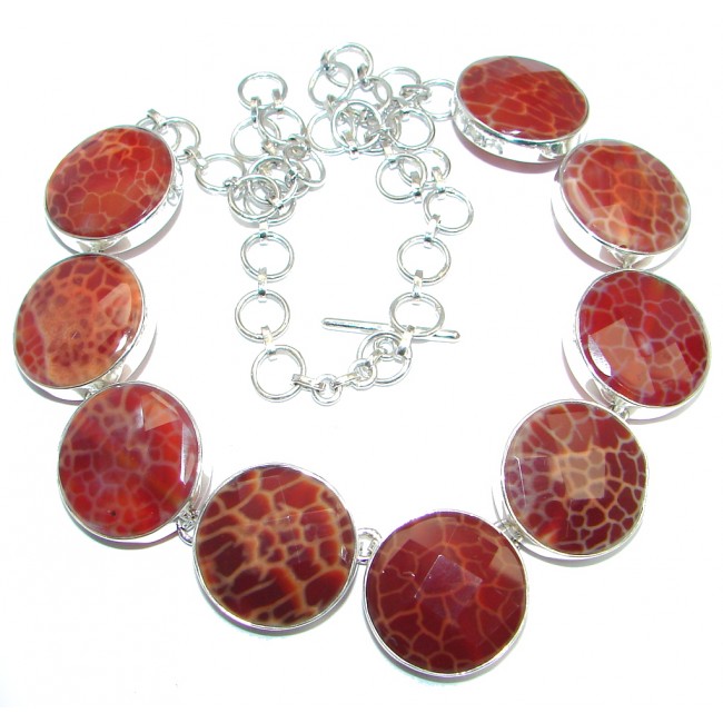 Chunky Aura Of Beauty Mexican Fire Agate Sterling Silver handmade necklace