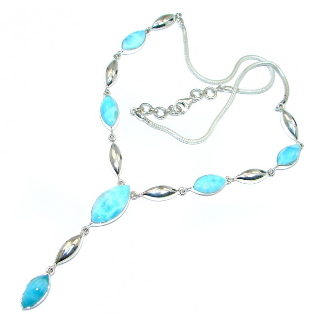 Caribbean Beauty Blue Larimar Sterling Silver handcrafted necklace