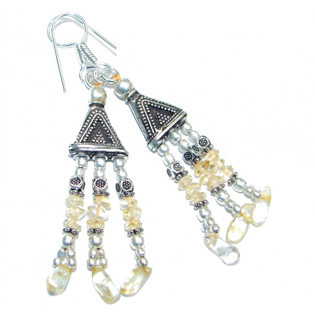Ethnic Citrine Sterling Silver handmade earrings