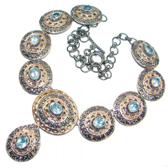 Andromeda Swiss Blue Topaz Rose Gold plated over Sterling Silver handcrafted necklace
