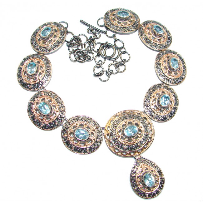 Andromeda Swiss Blue Topaz Rose Gold plated over Sterling Silver handcrafted necklace