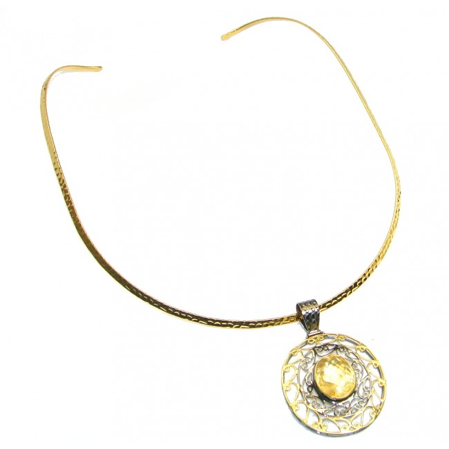 Mexican Summer Genuine Citrine Gold plated Sterling Silver handmade Necklace