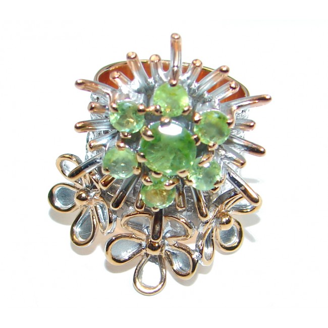 Stylish Genuine Peridot Gold plated over Sterling Silver Ring size 6