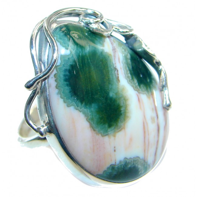 Great quality Ocean Jasper Sterling Silver handcrafted Ring size adjustable
