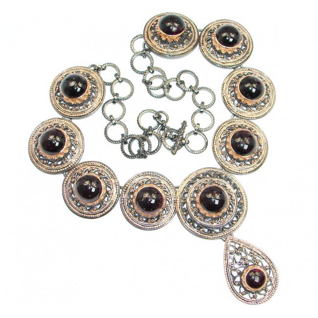 Huge Genuine Tourmaline Rose Gold Rhodium plated over Sterling Silver handcrafted necklace