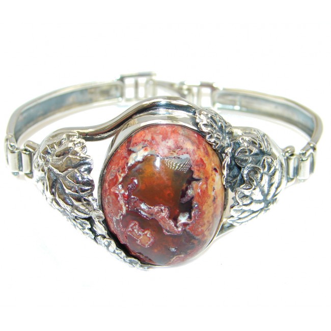 One of the kind Mexican Fire Opal Oxidized Sterling Silver Bracelet / Cuff