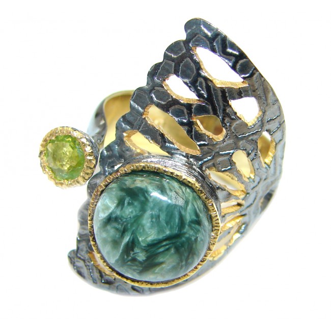 Amazing AAA Green Seraphinite Sterling Silver Ring size 6 3/4