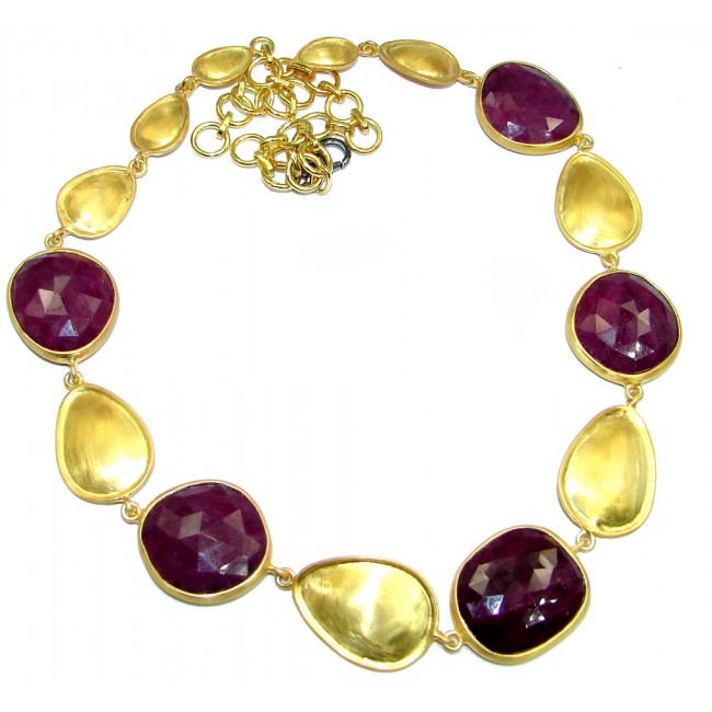 Elegant natural Ruby Gold over Sterling Silver handmade necklace