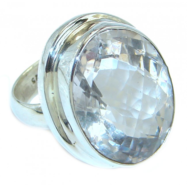 White Topaz Sterling Silver handcrafted Ring size adjustable