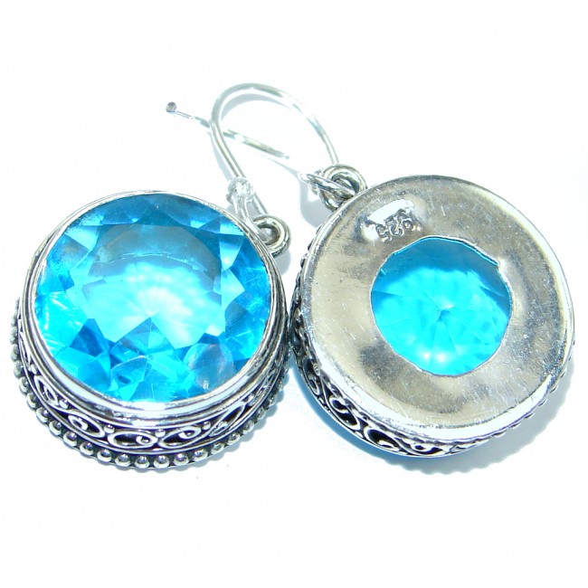 created Swiss Blue Topaz Sterling Silver Earrings