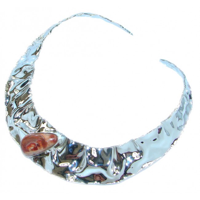 Bohemian Style AAA Mexican Opal Hammered Sterling Silver necklace / Choker