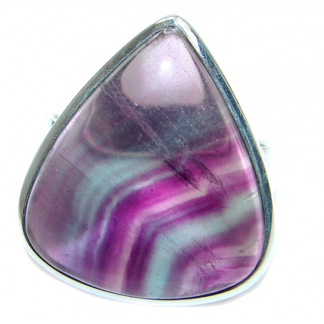 Huge Natural Beauty Fluorite Sterling Silver ring s. 8 1/4