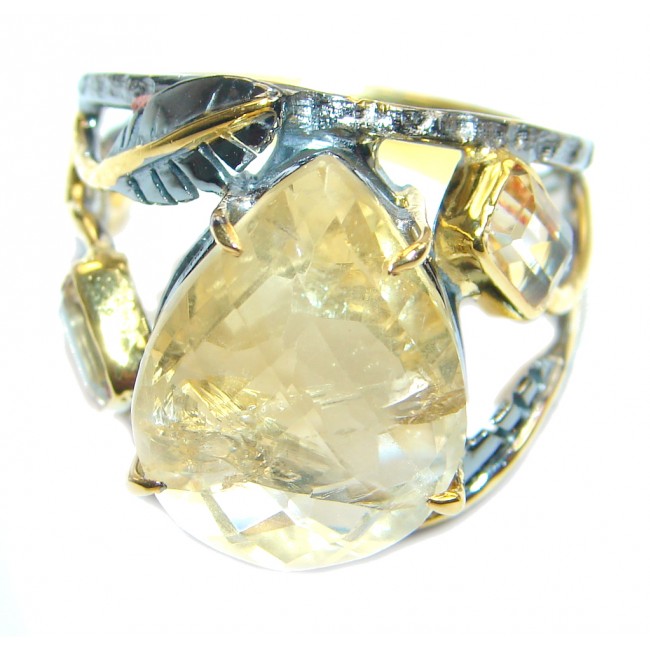 Natural Citrine Gold plated over Sterling Silver ring size 8 1/4