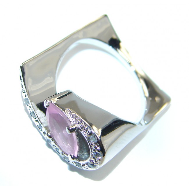 Genuine Pink Amethyst Sterling Silver handmade ring size 5 3/4