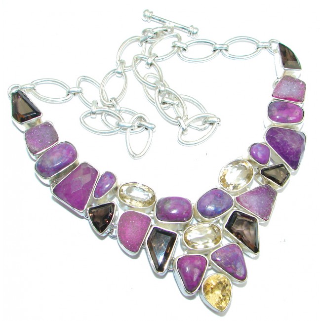 Lavender Dream Purple Copper Turquoise Sterling Silver handcrafted Necklace