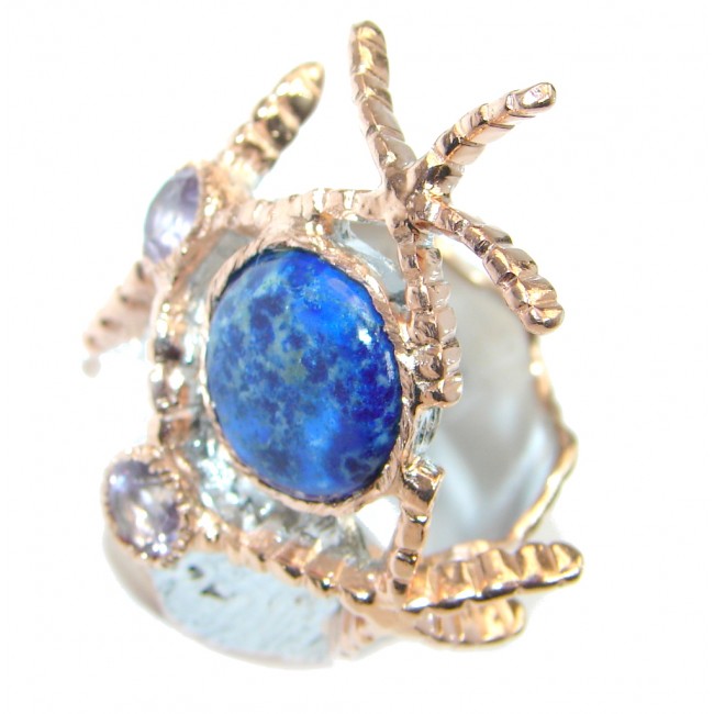 Neptun Irresistible Blue Sodalite Rose Gold over Sterling Silver Ring s. 7