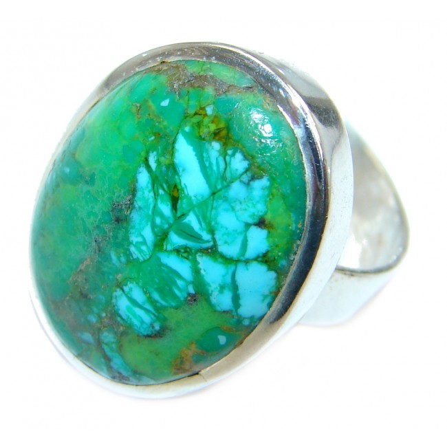 Simple Design Blue Turquoise Sterling Silver ring; s. 10