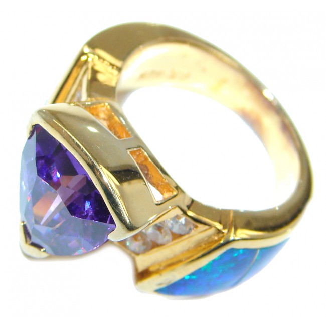 Japanese Fire Opal Cubic Zirconia Gold plated over Sterling Silver ring s. 5