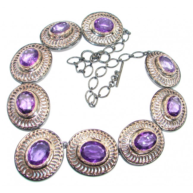 one of the kind Exclusive Amethyst Rose Gold Rhodium plated over Sterling Silver handmade Necklaces