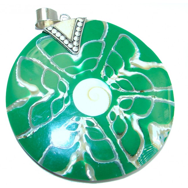 Huge Evergreen Joy Ocean Shell Sterling Silver Pendant