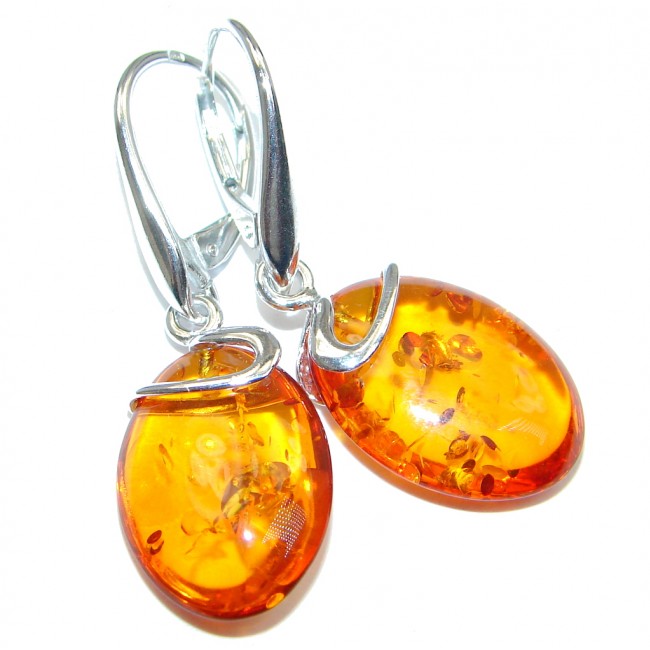 Baltic Amber Oxidized Sterling Silver handmade stud earrings