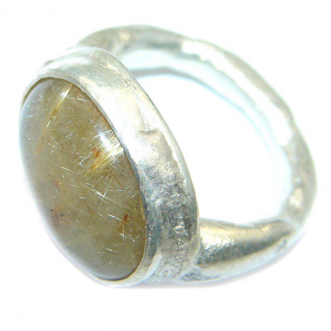 Precious Golden Rutilated Quartz Sterling Silver ring s. 7