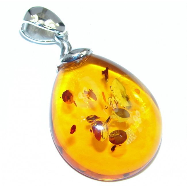 Perfect Blance natural Baltic Amber Sterling Silver handmade Pendant