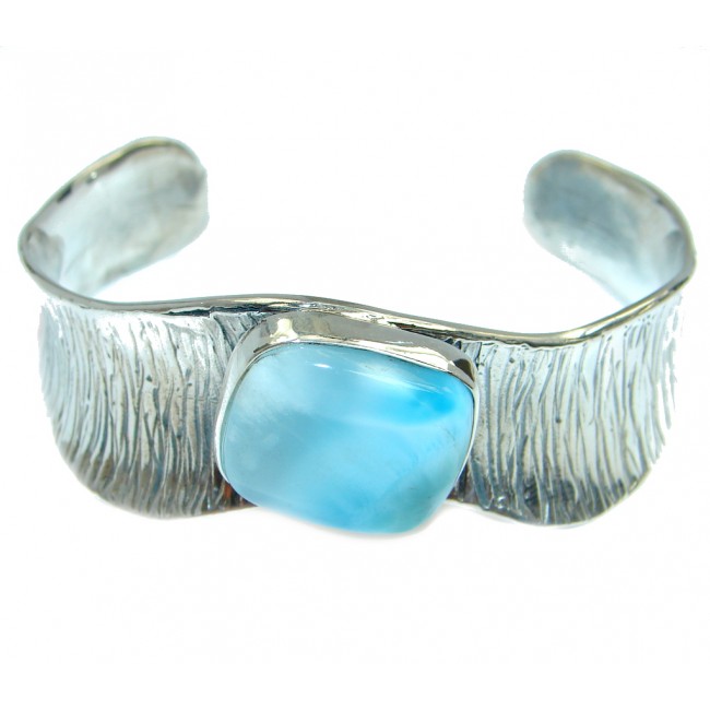 Genuine Blue Larimar Sterling Silver handmade Bracelet Cuff