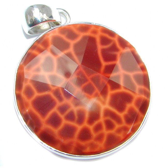 Perfect Mexican Fire Agate Sterling Silver handmade Pendant