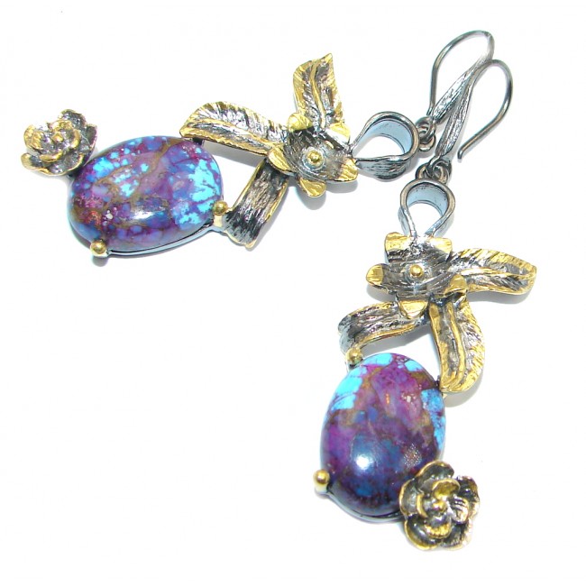 Perfect Purple Turquoise Gold plated over Sterling Silver handcrafted earrings