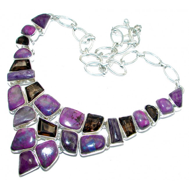 Path Of Life Purple Turquoise Smoky Topaz Sterling Silver handmade Necklace