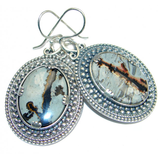 Sublime Picasso Jasper Sterling Silver handmade earrings