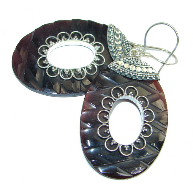 Carved Ocean Shell Sterling Silver handmade earrings