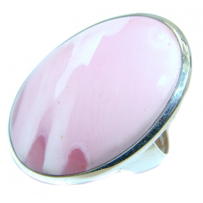 Natural Pink Opal Sterling Silver handcrafted Ring s. 7 1/2