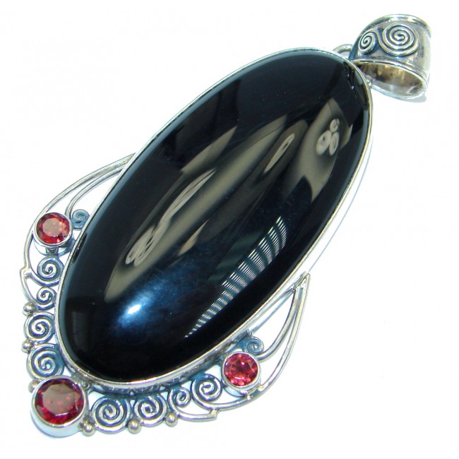 Carmen Black Onyx Amethyst Sterling Silver handmade Pendant