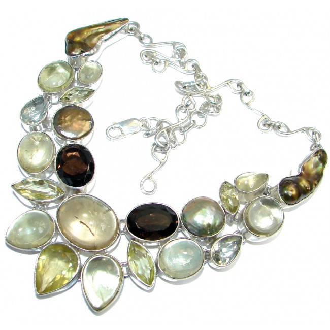 Aura Of Beauty genuine Multigem Sterling Silver handcrafted Necklace