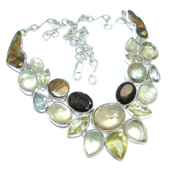 Aura Of Beauty genuine Multigem Sterling Silver handcrafted Necklace