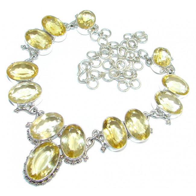 Mexican Summer natural Citrine Sterling Silver handmade Necklace