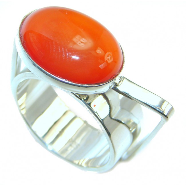 Ultra Modern Design Orange Carnelian Sterling Silver ring s. 7