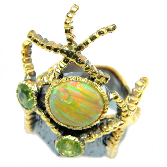 Japanese Fire Opal Gold plated over Sterling Silver ring size 5