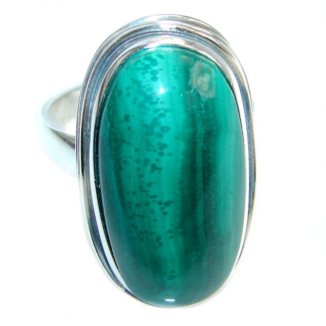 Natural AAA quality Malachite Sterling Silver handcrafted ring size 8