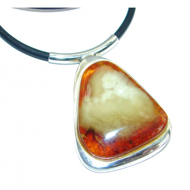Natural Yellow Baltic Polish Amber Sterling Silver HANDMADE necklace