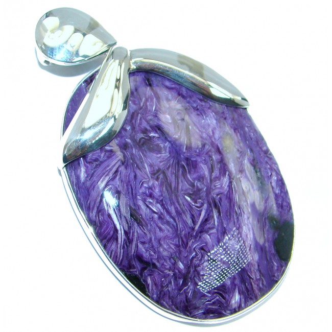 Huge Genuine AAA + quality Purple Siberian Charoite Sterling Silver handmade Pendant