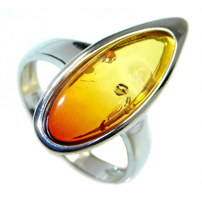 Genuine Baltic Polish Amber Sterling Silver handmade Ring size 5 3/4