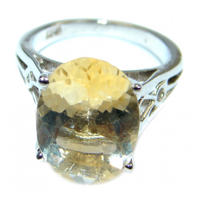 Natural Citrine Sterling Silver handmade ring size 8 1/4