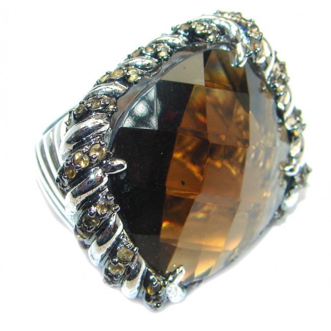 Amazing Smoky Topaz Gold plated over Sterling Silver Coctail ring size 6