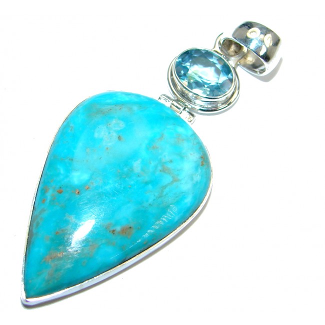 Genuine AAA+ quality Sleeping Beauty Blue Turquoise Sterling Silver handmade Pendant