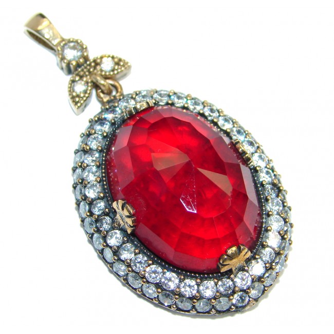 Amazing created red Ruby Sterling Silver Pendant