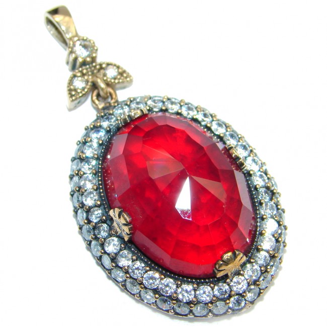 Amazing created red Ruby Sterling Silver Pendant